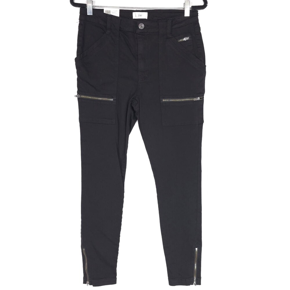 JOIE New Park Cargo Pants‎ Black 8 Zip Pockets Stretch Ankle Zip Jeans EI669CO